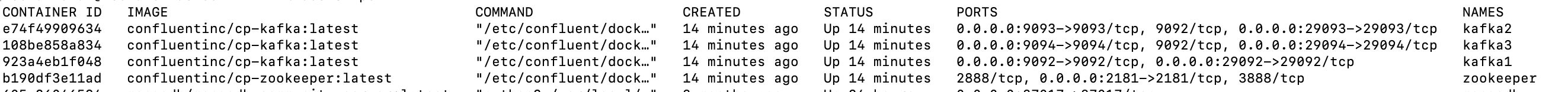 kafka nodes docker container